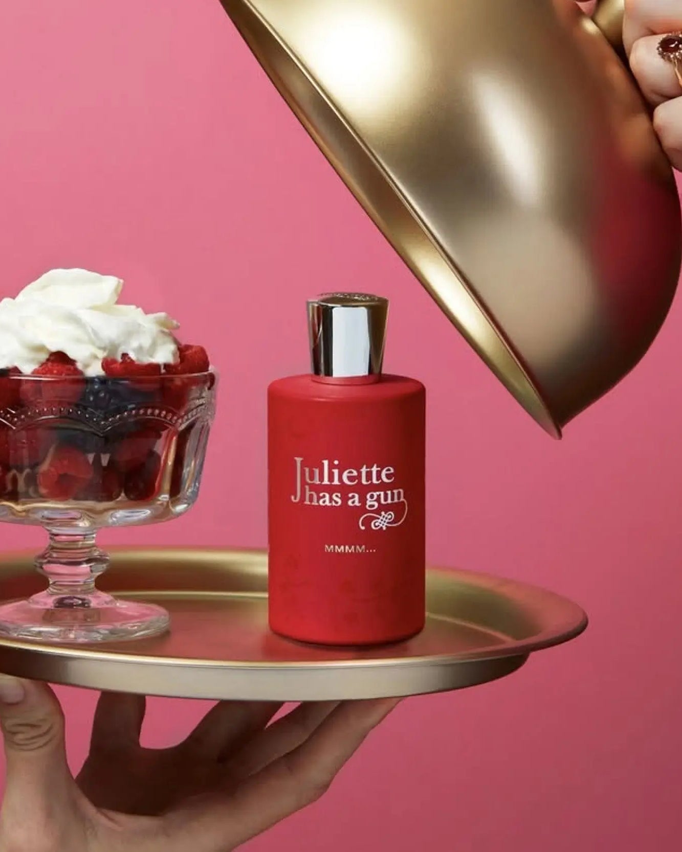 Mmm... by Juliette Has a Gun, a sweet raspberry and vanilla gourmand Eau de Parfum for men and women, artisanal niche scent gallery by Neverabore NYC.